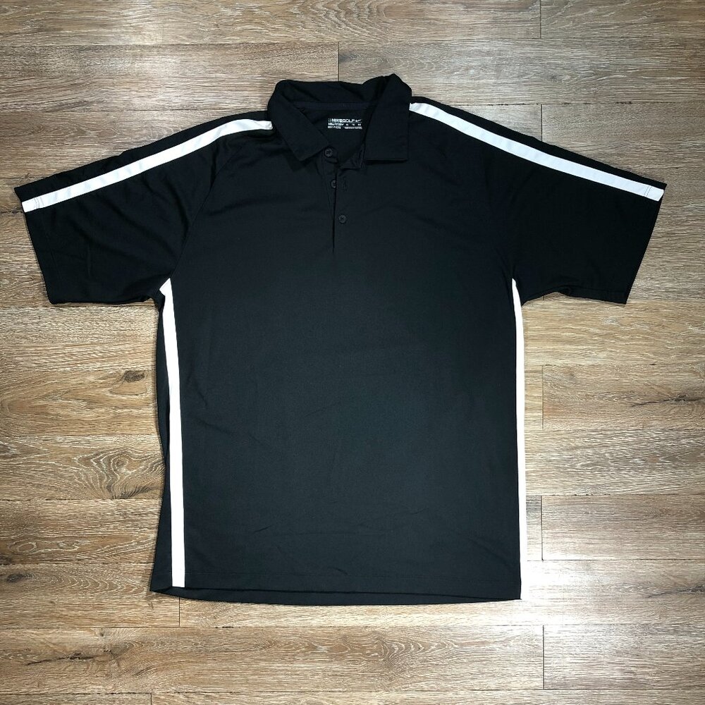 Nike Golf Polo Fit Dry Shirt Mens XL Short Sleeve Black White Stripe